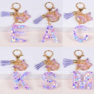 Nuevo Colgante de Mariposa con Cristales <span class=keywords><strong>AB</strong></span>, Borlas Brillantes de Resina y Letras del Alfabeto, Llavero para Mujeres y Niñas - Product Image 2