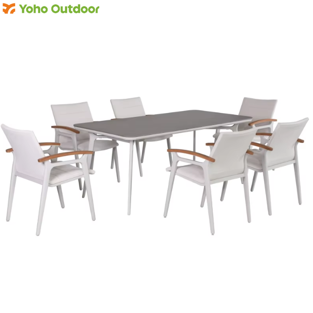Stainless steel outdoor dining set for hotels resorts and commercial projects