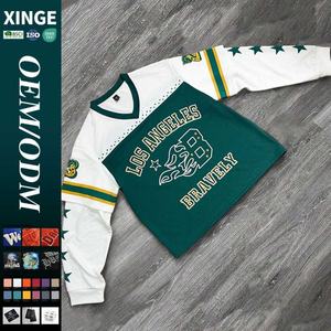 Camiseta Casual de Manga Larga con Cuello en V, Estilo Urbano, Personalizada con Letras y Gráficos, Impresión Digital, Camiseta de Doble Capa para Hombre - Product Image 1