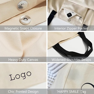 Sacs en toile de coton bio en gros pour usine, sacs fourre-tout vierges réutilisables pour courses avec logo personnalisé imprimé - Product Image 4