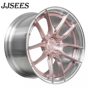 JJSEES Jantes forgées <span class=keywords><strong>2</strong></span> pièces 18 19 20 21 22 pouces rose brossé poli à rayons concaves en alliage pour Tesla Model <span class=keywords><strong>X</strong></span> Model S - Product Image 4