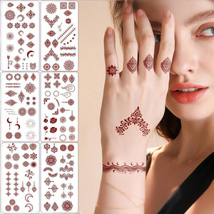 Autocollants de <span class=keywords><strong>tatouage</strong></span> au henné rouge pour tout le corps, transfert d'eau, logo personnalisé, fête, mariage, spécial, imperméable, longue durée, facile à appliquer - Product Image 1
