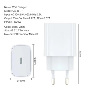 PD20W <b>USB</b> C Charger 20W Fast Charging For iPhone 15 US <b>Plug</b> Type C Port White - Product Image 5
