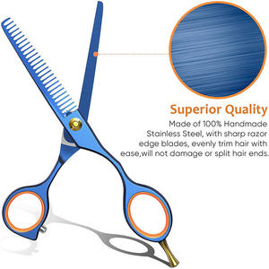 Ciseaux de coiffure bleus Gj de 6 pouces en acier inoxydable, ciseaux à effiler à tête droite pour usage esthétique, finition électrophorétique - Product Image 4