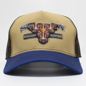 Casquette en suède personnalisée en gros - Casquette trucker vintage avec patch animal, casquette snapback en maille cordonnée, logo personnalisable en usine - Product Image 3