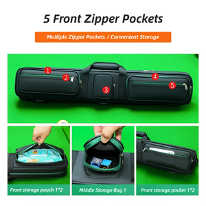 Hoge kwaliteit 1/2 split 3 x 4 7-gats zwarte poolcue tas voor snooker- en biljartspelers - Product Image 3