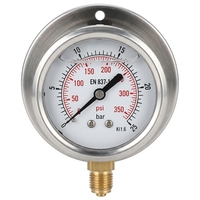 Pengukur Tekanan Hidrolik Tipe Dial Bersertifikasi CE 0-350psi Manometer Oksigen Pengukur Tekanan Umum dengan Sambungan Kuningan