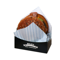 Boîte d'emballage jetable pour fast-food, boîte à emporter, plateau en papier noir intégré, pour hamburger de poulet frit personnalisé, frites