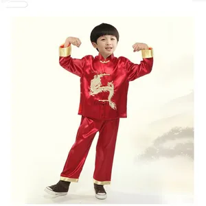 ecoparty Kids Chinese Style Tang Suit Dragon Embroidery Boy Girl Children Hanfu Outfits KungFu Traditional Oriental Clothing Set