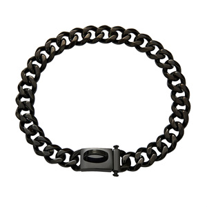 Collar de acero inoxidable para perro, cadena de eslabones con Logo personalizado, color negro - Product Image 1