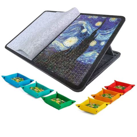 Hot Sale Portable Puzzle Table Felt Plateau Tilting Puzzle Board Kids Floor Mats for 1000-2000 Pieces with Non-Slip Felt Surface