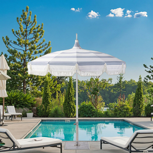 Outdoor Leisure Aluminum Pole Polyester Large Garden Pagoda <strong>Umbrella</strong> <strong>Beach</strong> <strong>Umbrella</strong> Blue <strong>and</strong> White <strong>Beach</strong> Shade Sun <strong>Umbrella</strong> - Product Image 4