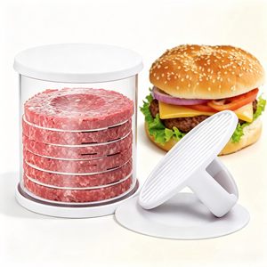 Juego de prensas para hacer hamburguesas de varias capas con contenedor de almacenamiento y papel encerado para hamburguesas caseras - Product Image 1