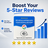 Carte de commentaires Google NFC vierge, 16 options de langues, réinscriptible 100 000 fois, boostez vos évaluations 5 étoiles, carte de table en acrylique personnalisable
