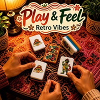 Jeu de tuiles de Mahjong américain psychédélique vintage des années 70, 160 pièces en acrylique, signe de paix rétro gravé, avec tapis offert