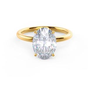 Anillo de Diamante Moissanite Ovalado de 2 Quilates, Clásico, de 4 Puntas, Personalizado, de Oro Blanco de 18 Quilates, Oro Amarillo, Joyería Fina, Anillo de Compromiso - Product Image 1