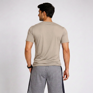 Camiseta de Cuello en V para Hombre, Manga Corta, 100% Algodón, Tejido de Punto, Corte Regular, Color Sólido, Estilo Casual - Product Image 3