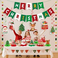 Kit de décoration de fête de Noël EASTTERN : Guirlande de fanions, spirales, centres de table en nid d'abeille, décorations de gâteau réutilisables et durables
