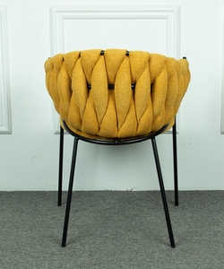 Lusso moderno nuovo velluto tessuto tessuto tessuto imbottito sedia da pranzo con gambe in metallo mobili per la casa - Product Image 5