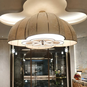 Lámpara de araña retro de estilo chino, 100 cm de diámetro, redonda, dorada, LED E27, de seis cabezas, para hoteles, restaurantes y vestíbulos - Product Image 3
