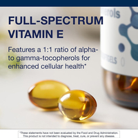 Complément alimentaire de vitamine E de haute qualité, antioxydant et soutien pour la santé cellulaire, en gélules souples.