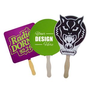Éventail pliant rond personnalisé en papier avec manche en bois, logo, photo et texte sur mesure pour mariages, événements, remises de diplômes, fêtes, commandes en gros - Product Image 1