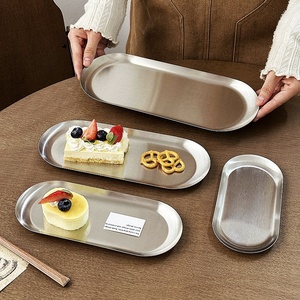 Stainless Steel Oval Plate Thickened Nordic Style Restaurant Dessert Serving Dish Korean Cooking Barbecue <b>Dipping</b> Sauce Tray - Product Image 2