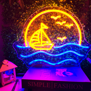 Sailboat Neon Sign <b>Lights</b> Custom Multi-Color Remote Control Wall Mountable Baby Gift Home Party Car Companies Event Decor - Product Image 2