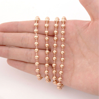 Chaîne à billes en or rose personnalisé de 2.4mm, en acier inoxydable plaqué or Vermeil, collier à corde fine, corde torsadée en or, vente en gros
