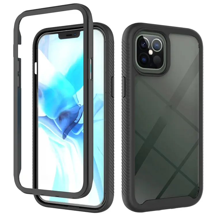 Shockproof Phone Case for iPhone 12 Pro Max 11 Pro Max XR X 6 7 8 Plus Clear Back Cover Double Layer Rugged Bumper