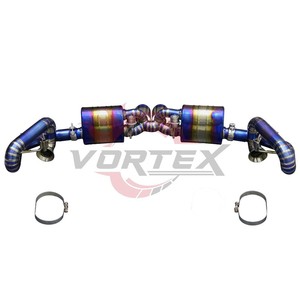 ท่อไอเสียแบบ Catback วาล์วไทเทเนียม Vortex สำหรับ Porsche 911 GT3 991 4.0L Flat-6 สีฟ้าเบิร์นพายคัท ปลายท่อคู่ตรงกลาง - Product Image 3