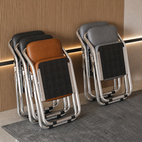 Chaise pliante épaissie avec accoudoirs, nouveau modèle portable, dossier réglable, pour conférence, bureau, maison, salle à manger, tabouret électroplaqué, chaise de formation