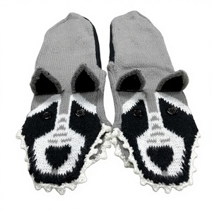 Calcetines <span class=keywords><strong>de</strong></span> punto con diseño <span class=keywords><strong>de</strong></span> <span class=keywords><strong>lobo</strong></span> gris <span class=keywords><strong>de</strong></span> dibujos animados, calcetines <span class=keywords><strong>de</strong></span> media pantorrilla, cálidos y cómodos, para estar en casa, para mujeres y hombres, para invierno, para interiores - Product Image 1