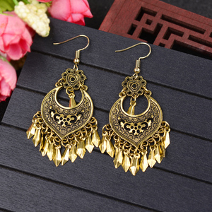 Bohemia Retro Gold Color Earring for Women Gypsy Flower Tassel Dangling Earrings <strong>Turk</strong> Jhumka Indian <strong>Jewelry</strong> - Product Image 5