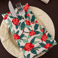 Napperons de table en coton double couche motif feuilles de baies rouges, style Cottagecore, pour revendeurs - Vente chaude