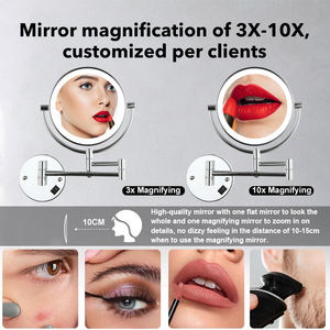 Miroir de rasage pour <span class=keywords><strong>homme</strong></span> noir de haute qualité, salle de bain, rond, grossissant, extensible, pivotant, avec lumière LED - Product Image 4