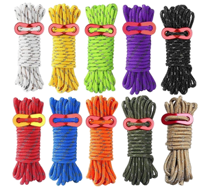 Corde de fixation réfléchissante de 4 mm x 4 m en gros, paracorde colorée de 4 mm d'épaisseur pour la fixation de tentes, auvents et abris de camping en extérieur - Product Image 3