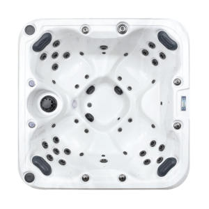 Vasca Idromassaggio di Lusso con 40 Getti e Riscaldatore per 4 Persone, Moderna Vasca Freestanding in Acrilico per Uso Esterno e Alberghiero - Product Image 3