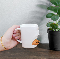 Mug à soupe en céramique de 11 oz à fond plat avec poignée, motif grenouille et visage humain, idéal pour les biscuits, de fabrication professionnelle