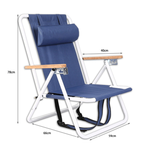 Custom Portable Backpack Chair Wholesale <b>Outdoor</b> Aluminum Folding Beach Chair Collapsible Adjustable Reclining Beach Chair - Product Image 4