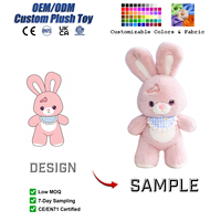 Peluche Lapin Mignon Personnalisable, Animal en Peluche Rose avec Vêtements, Cadeaux Kawaii, Vente en Gros OEM ODM