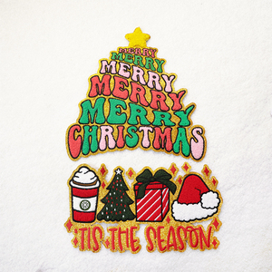 Vente chaude mignon Chenille patchs fer sur noël paillettes patchs personnalisés pour enfants vêtements accessoires - Product Image 3