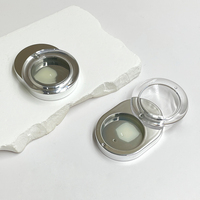 Boîtier compact rotatif 4G en plastique argenté pour poudre et blush, vide, avec couvercle transparent, pour emballage cosmétique