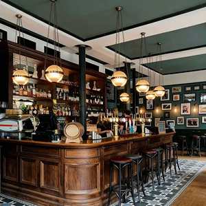 Bancone <span class=keywords><strong>Bar</strong></span> Vintage in Legno Massello, Finitura Durevole, Design Classico Multifunzionale per Pub/Hotel, Salotto, Soggiorno - Product Image 1