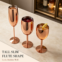 Verre à vin de luxe en acier inoxydable or rose, flûte à champagne incassable, gobelet à cocktail, verrerie en métal pour mariage, fête, bar