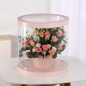 Boîte à fleurs en carton avec fenêtre en plastique, logo personnalisé, pour bouquet de roses rondes en PVC transparent, vente en gros pour fleuristes - Product Image 3