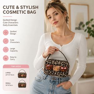 Sac de toilette mignon à imprimé chat pour femmes, organiseur de maquillage de voyage, pochette zippée en polyester, sac de rangement portable pour articles de toilette, logo personnalisé OEM - Product Image 5