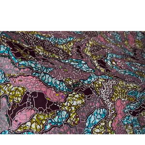 قماش أنقرة الأفريقي الفاخر عالي الجودة، قماش باتيك حقيقي منسوج من القطن الشفاف بألوان ذهبية وخضراء وزرقاء للخياطة - Product Image 2