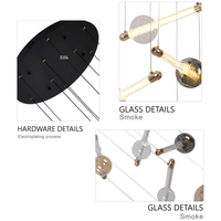 Lustre moderne pour escalier haut, suspension LED 3000K en verre moléculaire Nébuleuse verticale, pour escalier double hauteur et hall d'entrée