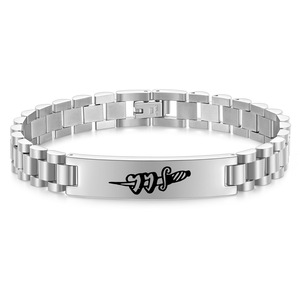 Bracelet pour homme en acier inoxydable 10 mm, motif épée découpé au laser, motif géométrique, bijou cadeau - Product Image 2